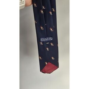 GANT Silk Tie Navy Duck Bird Pattern Designer Necktie Preppy Novelty